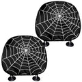 Black And White Cobweb Print Car Headrest Covers