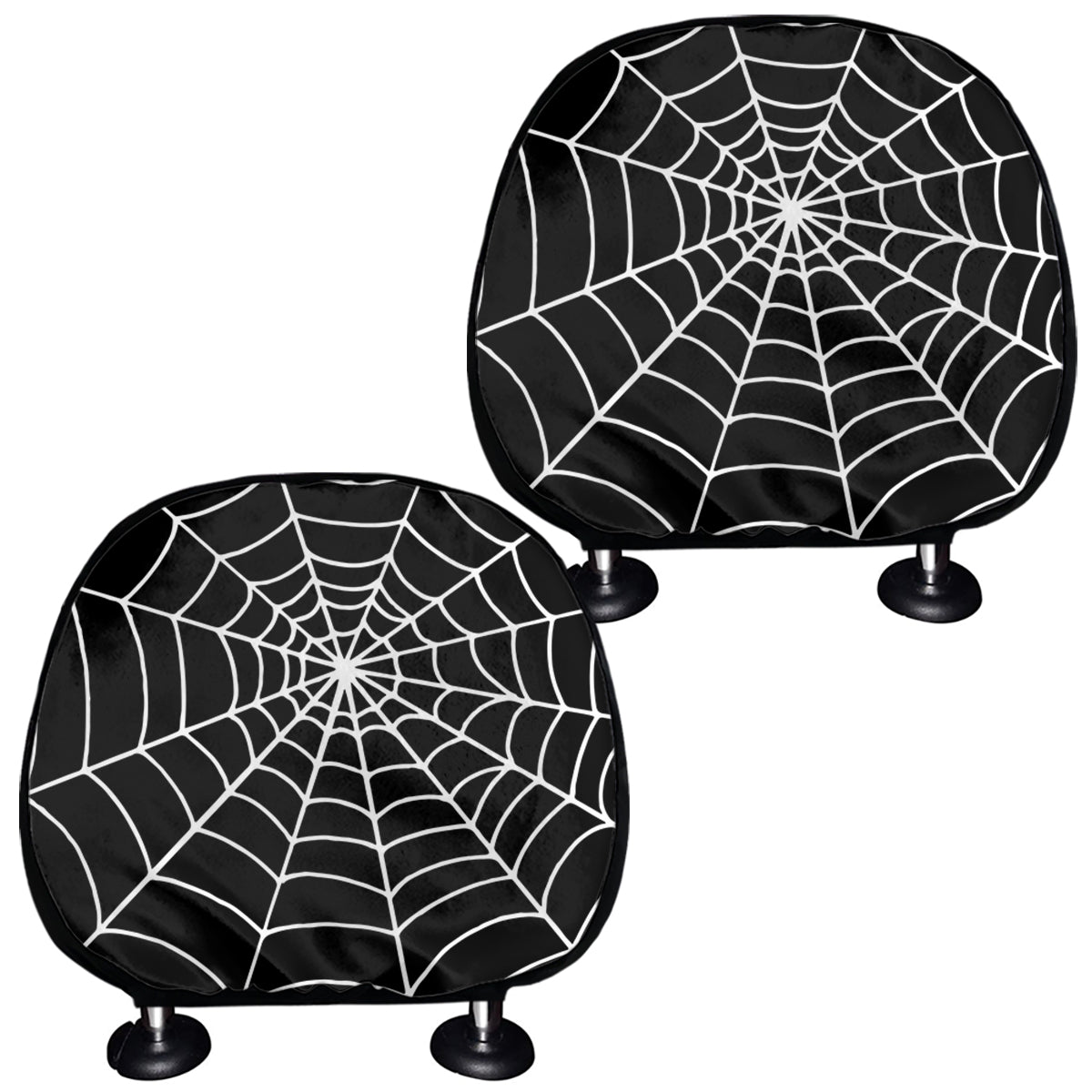 Black And White Cobweb Print Car Headrest Covers