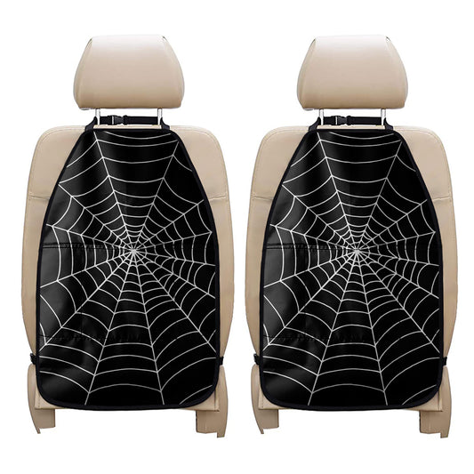 Black And White Cobweb Print Car Seat Organizers