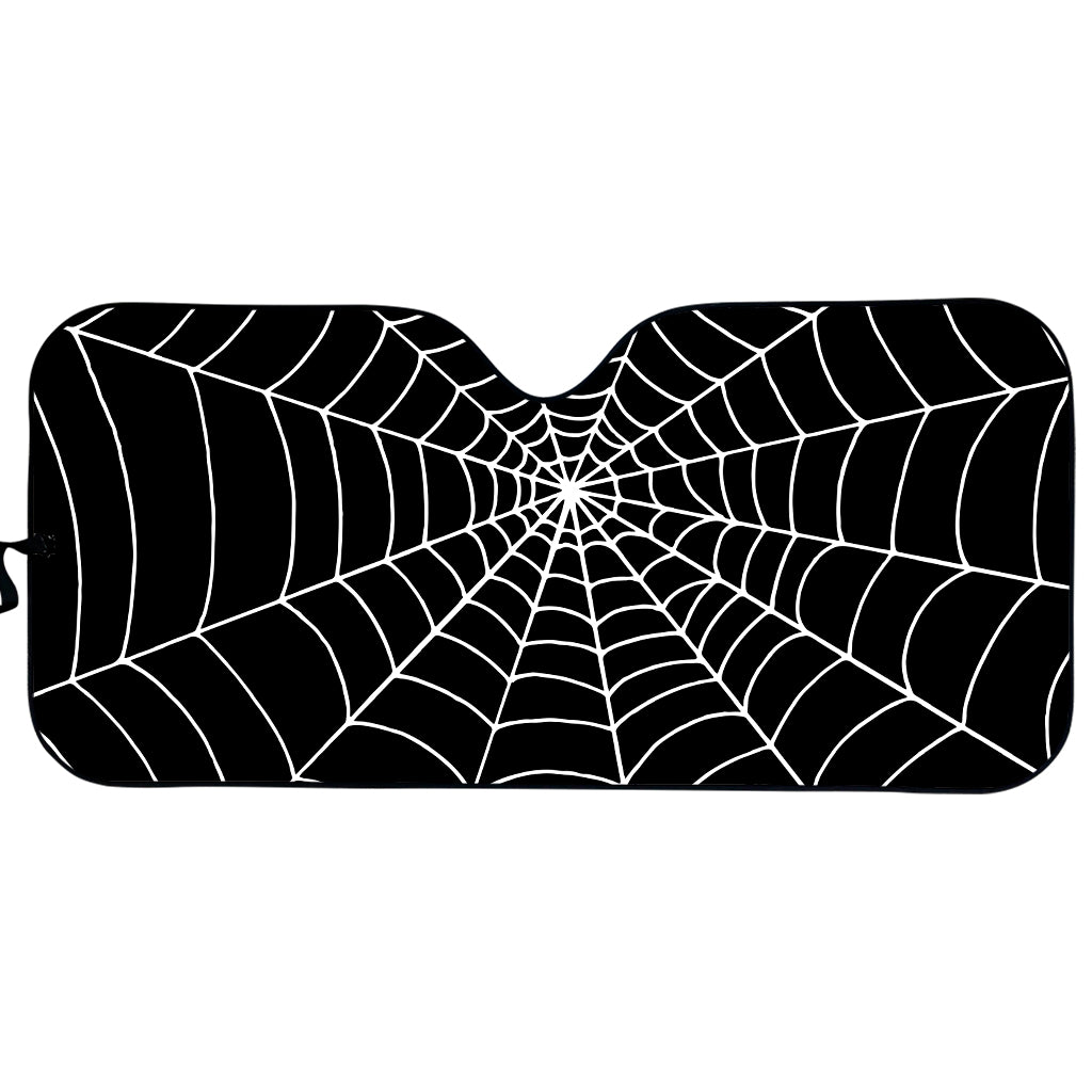 Black And White Cobweb Print Car Sun Shade