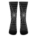 Black And White Cobweb Print Crew Socks