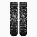 Black And White Cobweb Print Crew Socks