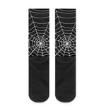 Black And White Cobweb Print Crew Socks