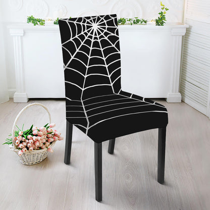 Black And White Cobweb Print Dining Chair Slipcover