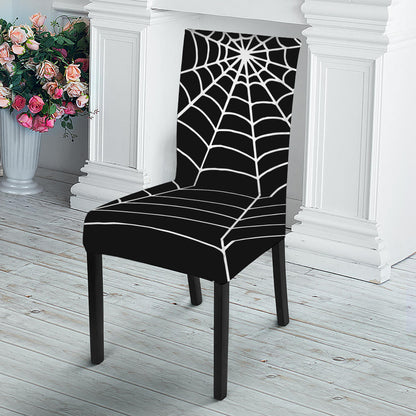 Black And White Cobweb Print Dining Chair Slipcover