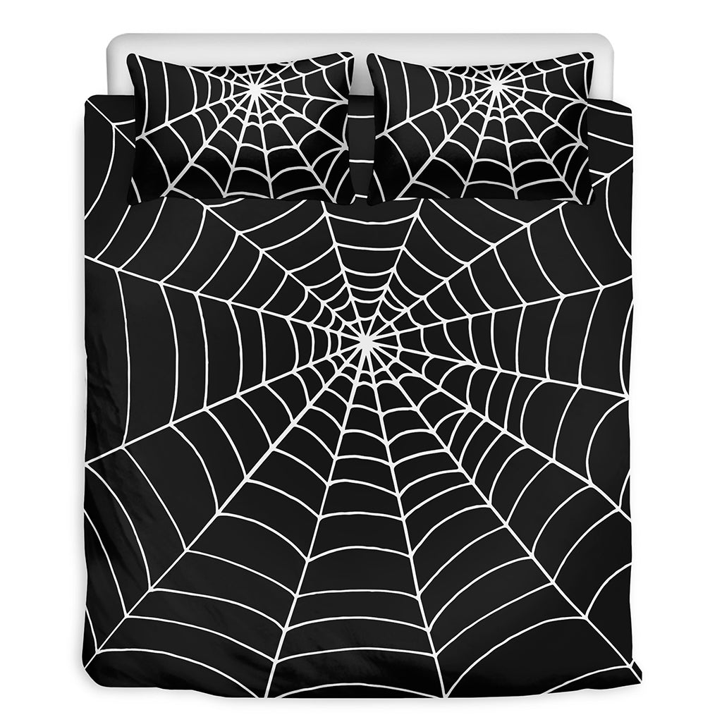 Black And White Cobweb Print Duvet Cover Bedding Set