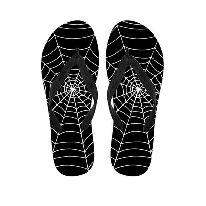 Black And White Cobweb Print Flip Flops
