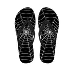 Black And White Cobweb Print Flip Flops
