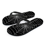 Black And White Cobweb Print Flip Flops