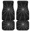 Black And White Cobweb Print Front and Back Car Floor Mats