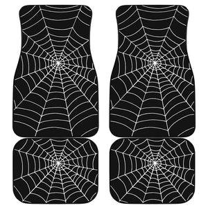 Black And White Cobweb Print Front and Back Car Floor Mats