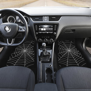 Black And White Cobweb Print Front and Back Car Floor Mats