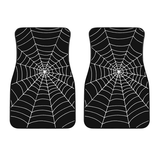 Black And White Cobweb Print Front Car Floor Mats