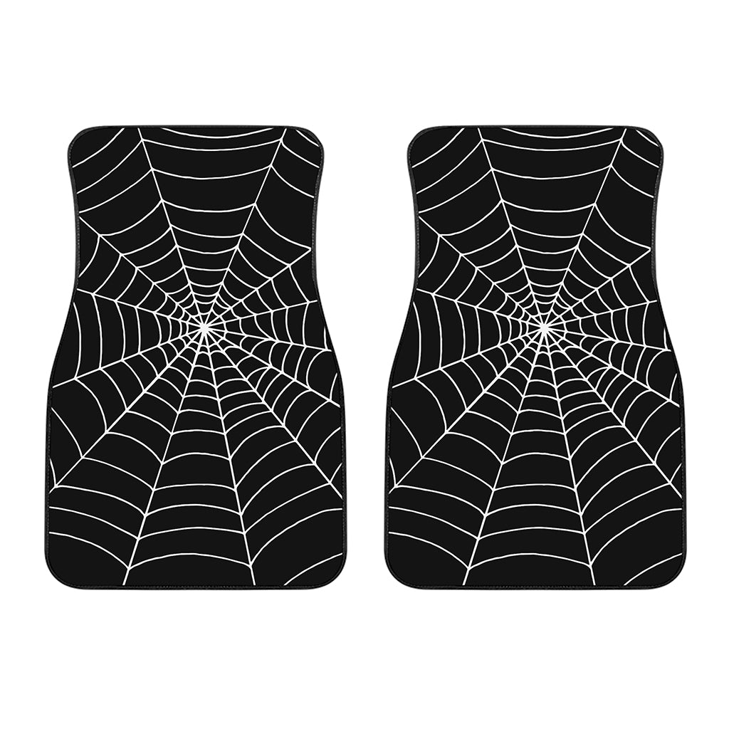 Black And White Cobweb Print Front Car Floor Mats