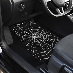 Black And White Cobweb Print Front Car Floor Mats