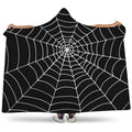 Black And White Cobweb Print Hooded Blanket