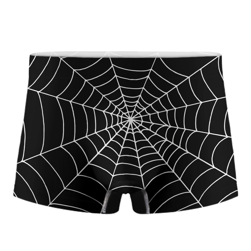 Black And White Cobweb Print Men's Boxer Briefs