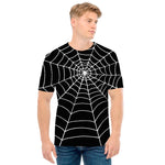 Black And White Cobweb Print Men's T-Shirt