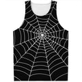 Black And White Cobweb Print Men's Tank Top