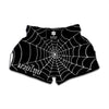 Black And White Cobweb Print Muay Thai Boxing Shorts