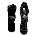 Black And White Cobweb Print Muay Thai Shin Guard