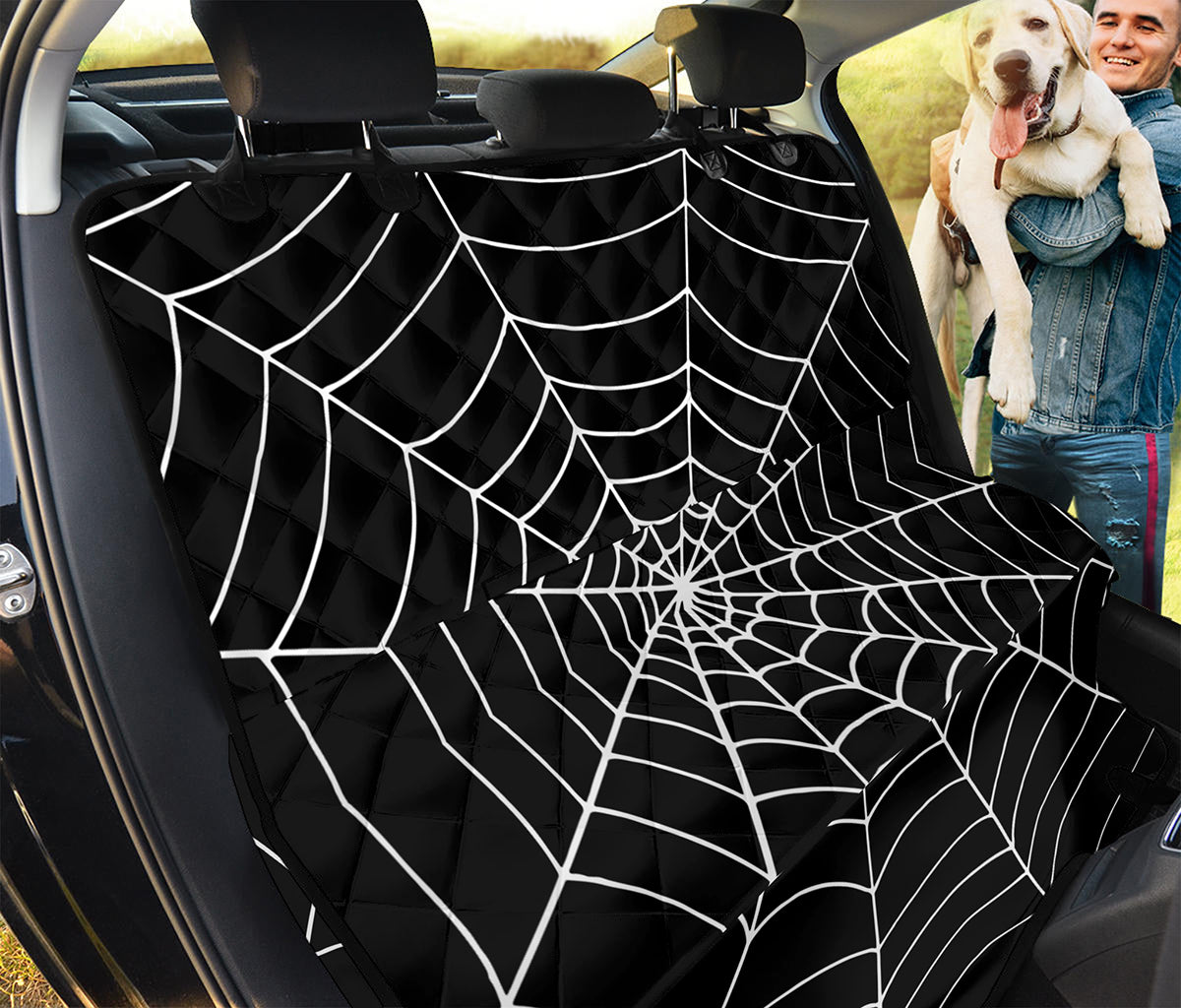 Black And White Cobweb Print Pet Car Back Seat Cover