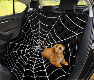 Black And White Cobweb Print Pet Car Back Seat Cover