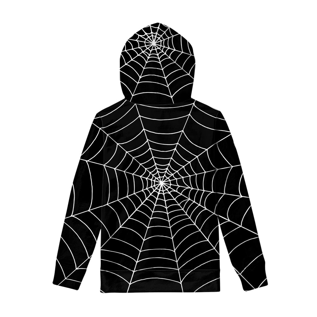 Black And White Cobweb Print Pullover Hoodie