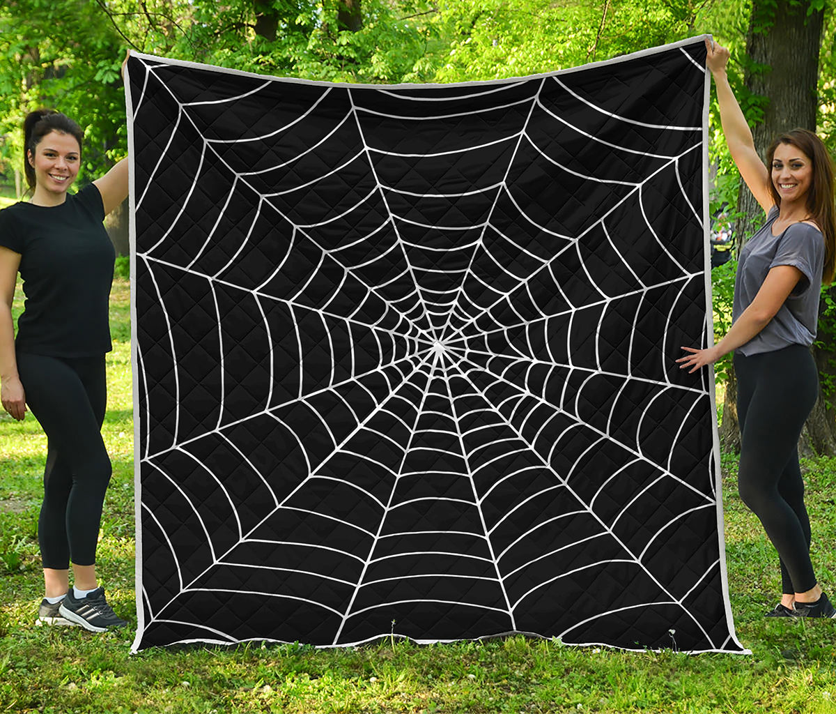 Black And White Cobweb Print Quilt