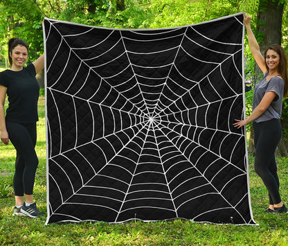 Black And White Cobweb Print Quilt