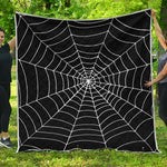 Black And White Cobweb Print Quilt