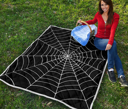 Black And White Cobweb Print Quilt
