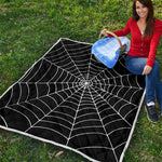 Black And White Cobweb Print Quilt