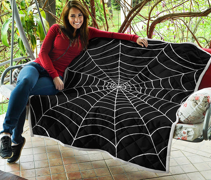 Black And White Cobweb Print Quilt