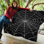 Black And White Cobweb Print Quilt
