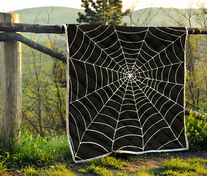 Black And White Cobweb Print Quilt