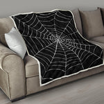 Black And White Cobweb Print Quilt
