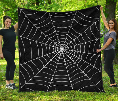 Black And White Cobweb Print Quilt