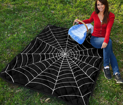 Black And White Cobweb Print Quilt