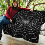 Black And White Cobweb Print Quilt