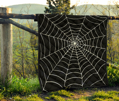 Black And White Cobweb Print Quilt