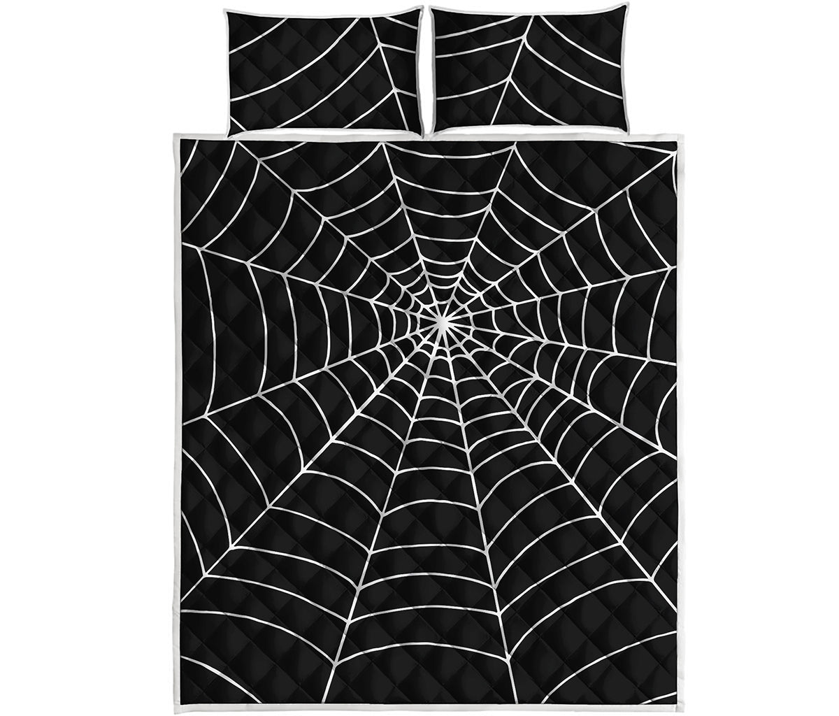 Black And White Cobweb Print Quilt Bed Set
