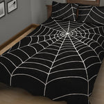 Black And White Cobweb Print Quilt Bed Set