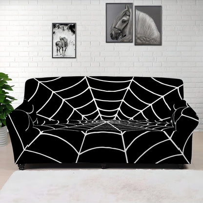 Black And White Cobweb Print Sofa Cover