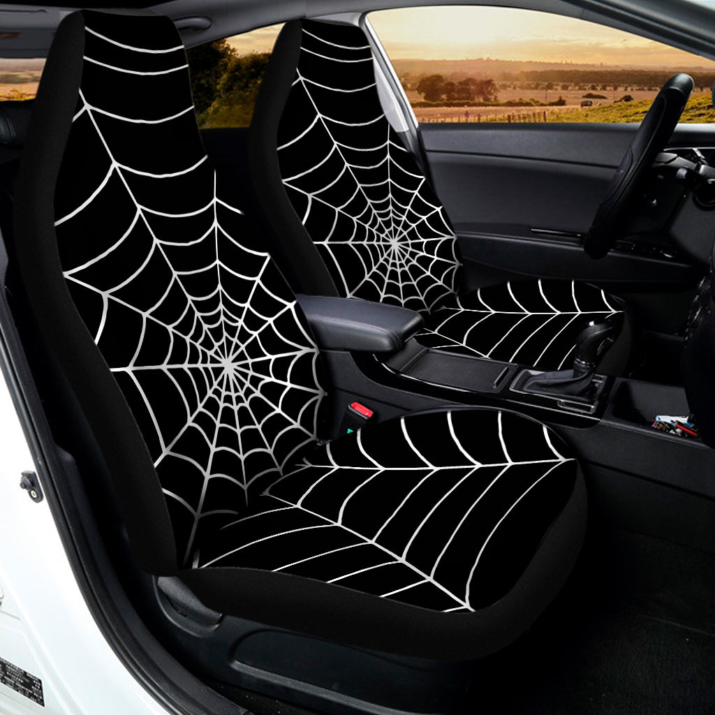 Black And White Cobweb Print Universal Fit Car Seat Covers