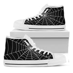 Black And White Cobweb Print White High Top Shoes