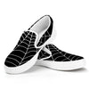 Black And White Cobweb Print White Slip On Shoes