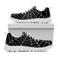 Black And White Cobweb Print White Running Shoes