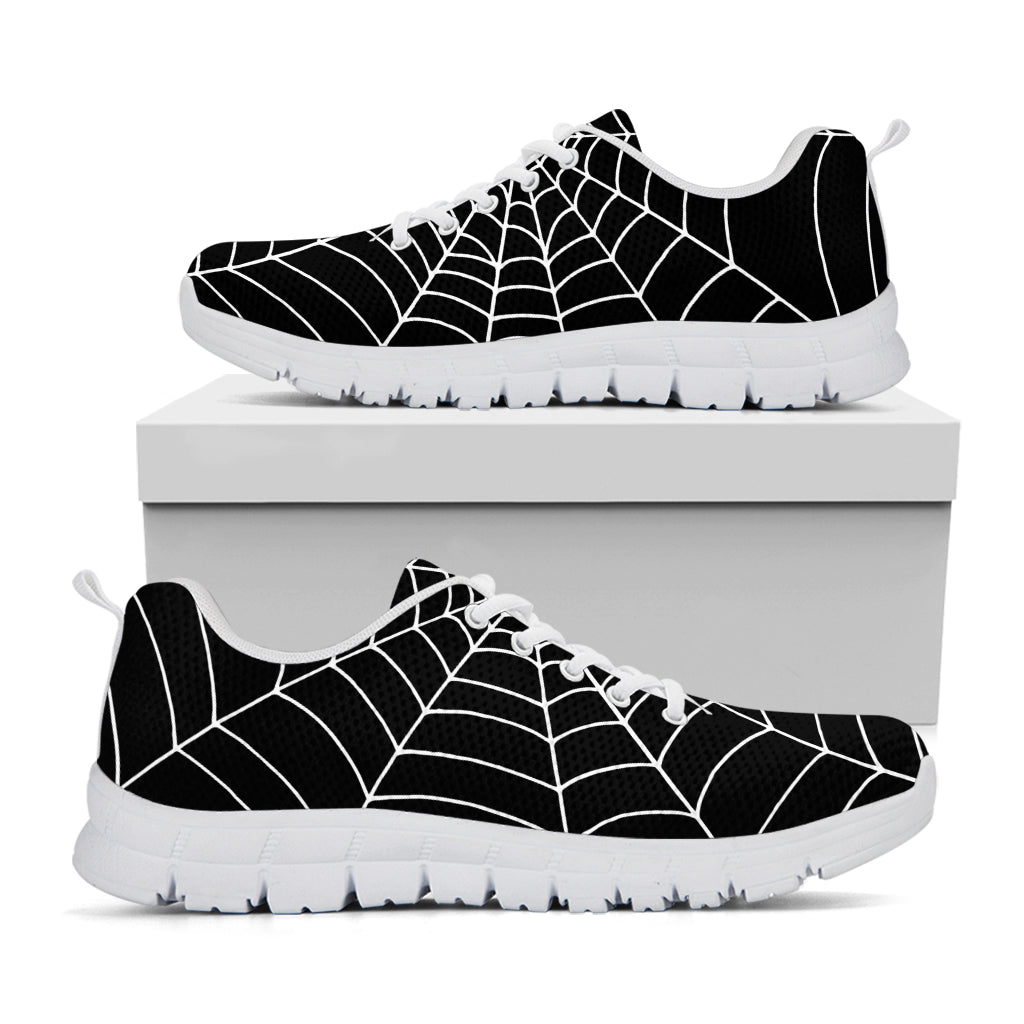 Black And White Cobweb Print White Sneakers