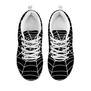 Black And White Cobweb Print White Sneakers